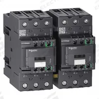 SCHNEIDER IEC Magnetic Contactor: Reversing, 3 Poles, 3NO Contacts, 50 A, 120V AC/48V AC Coil (MPN LC2D50AEHE). Key specifications — Brand: SCHNEIDER; Integrated Surge Suppression: No; Nominal Coil Voltage @ 60Hz: 48V AC.
