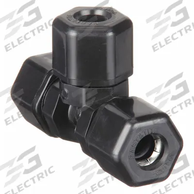 PARKER Compression Tee Fitting: 1/2 in OD x 3/8 in OD x 1/2 in OD Size - Polypropylene Compression Tube Fittings