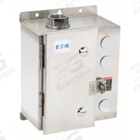 EATON NEMA Magnetic Motor Starter: Non-Reversing, 3 Poles, NEMA Size 00, 9 A, 480V AC Coil (MPN ECN05A4CAA-R63/BL30). Key specifications — attr211388: EATON; attr951451: 1NO/1NC; attr951453: 480V AC; attr951489: Three; attr984425: 1NO/1NC; attr984429: Pilot Light; attr997361: None (Not Applicable to Electronic Overloads).