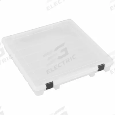 FLAMBEAU Compartment Box: 14 in x 15 in x 2 in, Clear - Single-Compartment Small Parts Boxes
