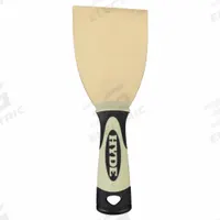 HYDE Scraper: Bld. Mat. Brass, Hdl. Mat. Plastic, Stiff, Bent Bld. Shape, 8 in Overall Lg (MPN 06421). Key specifications — attr1004902: HYDE; attr1012057: Half; attr1014703: Plastic; attr1017570: Hammer End; attr1029655: Bent; attr1034073: Straight.