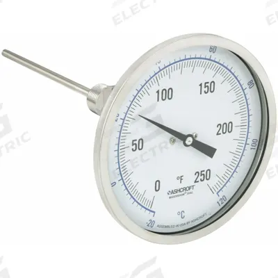 ASHCROFT Dial Thermometer: 0°F to 250°F /-20°C to 120°C, ±1% Accuracy, 6 in Stem Lg - Adjustable-Angle Thread-Mount Dial Thermometers