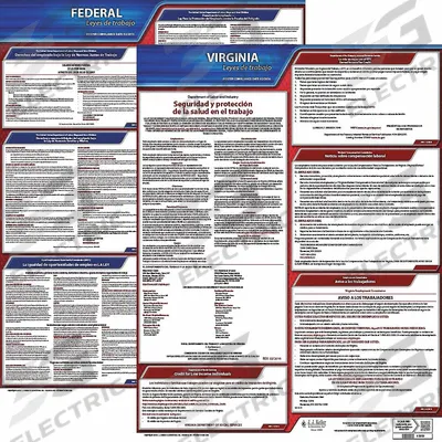 JJ KELLER Labor Law Poster: VA, Spanish, Plastic, 20 in x 24 in - State & Federal Labor Law Poster Sets