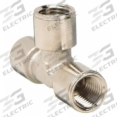 AIGNEP USA Metal Pipe Tee: Tee, 3/8 in x 3/8 in x 3/8 in, Nickel-Plated CA360 Brass - Nickel-Plated Threaded Low-Pressure Pipe Fittings
