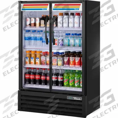 TRUE REFRIGERATION Refrigerated Merchandiser: 54 7/8 in x 36 in x 21 3/8 in, Black, Swing - Glass Door Refrigerator Merchandisers