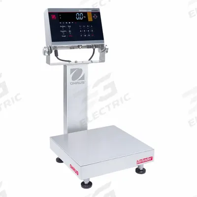 OHAUS Industrial Bench Scale: 12 in x 12 in, IP68/IP69K, Column-Mounted - Bench Scales with Column-Mounted Indicator