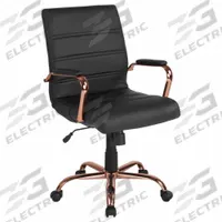 FLASH FURNITURE Office Chair: Whitney, Black, Faux Leather Material, 19 1/2 in Back Ht, Tilting Back (MPN GO-2286M-BK-RSGLD-GG). Key specifications — attr995518: Whitney; attr982877: Rose Gold; attr982913: Yes; attr982865: Black; attr982870: FLASH FURNITURE; attr982901: Black.