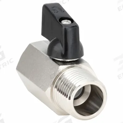 APPROVED VENDOR Manual Two-Way Ball Valve: 1/2 in, Nickel-Plated Brass, Straight, MNPT x FNPT - Mini Brass Ball Valves