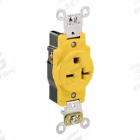 LEVITON Duplex Receptacle Outlet: Single, 6-20, Yellow, 250V AC, 20 A, 2 Pole / 3 Wire (MPN 5461-CR)