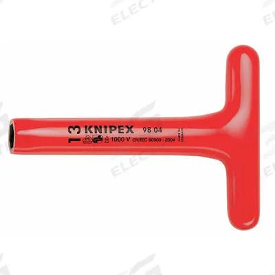 KNIPEX Hollow Round Shank Nut Driver: T-Handle, Metric, Without Magnetized Tip - Insulated Nut Drivers