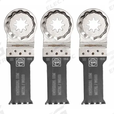 FEIN Oscillating Tool Blade: 1 1/8 in Blade Wd, 4 5/16 in Overall Lg, Bi-Metal - Starlock Plus Mounted Blades