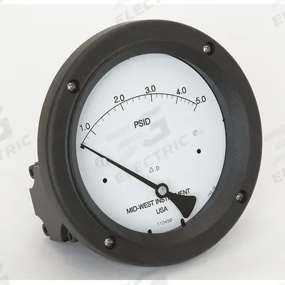 MIDWEST INSTRUMENT Differential Pressure Gauge: Back, 1/4 in NPT Female, Model 142 - Medium & High Operating Pressure Differential Gauges