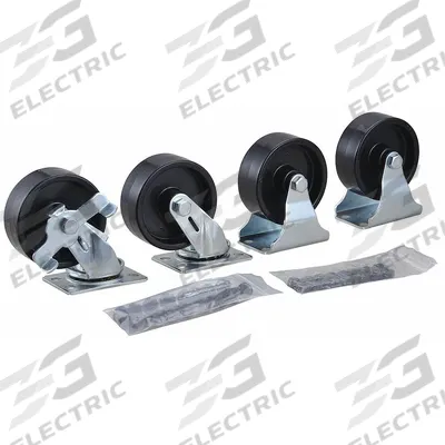 APPROVED VENDOR Plate Casters: Rigid/Swivel, Side Brake, Polyolefin, 3 in Wheel Dia, Plain - Plate Caster Kits