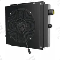 AKG Forced Air Oil Cooler: 20 hp Heat Removed, 50 gpm Max. Flow, 250 psi Max. Pressure, 12V DC (MPN DCSB16-12-3). Key specifications — attr96059: SAE #16; attr96056: IP 68; attr96057: 12V DC; attr98919: AKG.