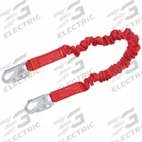3M PROTECTA Shock-Absorbing Lanyard: Tubular Webbing, Steel Snap Hook, Steel Snap Hook, 1 Legs, Red (MPN 1340101). Key specifications — Brand: 3M PROTECTA; Color: Red; Visual Load Indicator: Yes; Shock-Absorbing Lanyard Material: Polyester.