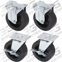 APPROVED VENDOR Plate Casters: Rigid/Swivel, Side Brake, Polyolefin, 5 in Wheel Dia, Plain, 4 PK (MPN 435X94). Key specifications — Wheel Bearing Type: Plain; Wheel/Tread Color: Black; Brand: APPROVED VENDOR; Caster Type: Rigid.