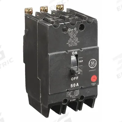 GE Molded Case Circuit Breaker: 50 A Amps, 14kA at 277/480V AC, Fixed, Lug - TEY-Frame GE Molded Case Circuit Breakers