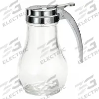 TABLECRAFT PRODUCTS COMPANY Syrup Dispenser: 6 oz Capacity, Clear, Glass, 4 1/8 in Overall Ht, Metal (MPN 406)
