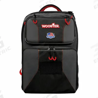 WOOSTER Tool Bag: 16 in W 11 in D 22 in H, Black - Polyester Tool Backpacks