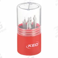 KEO Center Drill Set: Plain-Tip, 5 Pc, 60°, High Speed Steel (MPN 906-000-001). Key specifications — Brand: KEO; End Type: Double End.