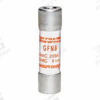 MERSEN Fuse: GFN Series, Midget, Time-Delay, 8 A, 250 V AC, 13/32 in x 1 1/2 in, Indicating (MPN GFN8). Key specifications — Series: GFN; Brand: MERSEN.
