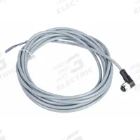 Cordset: M12 Female Right Angle X Bare Wire, 4 Pins, Gray, PVC, 5 m Cable Lg, 3 A Max Current (A) (MPN XZCPV1241L5). Key specifications — Cable Jacket Color: Gray; End 1 Gender: Female; End 1 Mounting Orientation: Right Angle; End 2 Connection Type: Bare Wire; IP Rating: IP67; Brand: TELEMECANIQUE SENSORS; Wire Size: 18 AWG; Cable Jacket Material: PVC.
