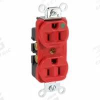 HUBBELL Receptacle: Hospital Grade Fed. Spec., Duplex, 5-15R, Red, 125V AC, 15 A, 2 Pole / 3 Wire (MPN HBL8200HRED)