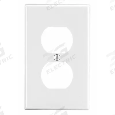 HUBBELL Wall Plate: Duplex Outlet, 1 Gang, White - General Purpose Wall Plates