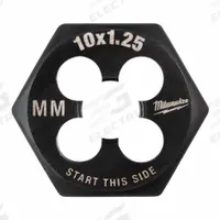 MILWAUKEE Hex Threading Die: M10x1.25 Metric, 1 in Hex Wd, Black Oxide Carbon Steel (MPN 49-57-5353)