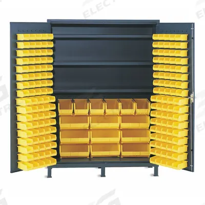 VALLEY CRAFT Bin and Shelf Cabinet: 60 in x 24 in 84 in, 3 Shelves, 172 Bins, Yellow - Standard Bin Cabinets with Shelves