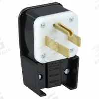 LEVITON Straight Blade Plug: 14-50P, 125/250V AC, 50 A, 3 Pole, 4 Blade, Black (MPN 9452-P)