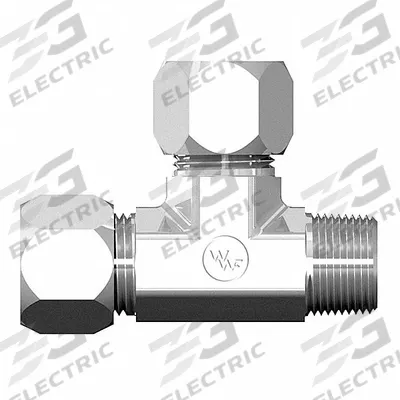 WEATHERHEAD Compression Tee Fitting: 1/4 in OD x 1/8 in Pipe x 1/4 in OD Size - Flareless Bite-Type Steel Compression Fittings