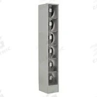LOCKUP Box Locker: 12 in x 18 in x 82 in, 6 Tiers, 1 Units Wide, Clearview, Electronic Keypad, Gray (MPN LUPE-1W6T-PC1S-02-31-A). Key specifications — Locker Color: Gray; Door Type: Clearview; Brand: LOCKUP; Assembled: Assembled; Color Family: Gray.