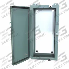 HAMMOND Electrical Enclosure: Steel, 24 in x 12 in x 6 in, NEMA 12/13/3R/4, w/Panel, Solid Cover (MPN 1418N4AR6). Key specifications — Closure Method: Clamps; Brand: HAMMOND; Knockouts: Not Included.