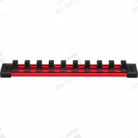 MILWAUKEE Socket Rail: Black/Red, 1 7/16 in Overall Wd, 10 Posts/Slots, Plastic, Sockets (MPN 49-66-6735). Key specifications — attr1125333: Metal Ball Detent Clip; attr1125348: Plastic; attr1125346: MILWAUKEE; attr1125347: Black; attr1136588: Sockets; attr1125364: Socket Rail.