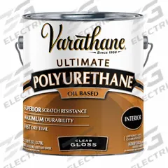 VARATHANE Finish: Finish, Interior, Oil, 1 gal Container Size, Wood, Gloss, Clear, Clear, Ultimate (MPN 9032). Key specifications — Brand: VARATHANE; Transparency: Clear; Use Location: Interior; Sheen: Gloss; Sub-Brand: Ultimate; Color: Clear.