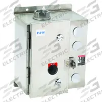 EATON NEMA Magnetic Motor Starter: Non-Reversing, 3 Poles, NEMA Size 0, 18 A, 240V AC Coil (MPN ECN0504BAA-R63/C). Key specifications — attr211388: EATON; attr951451: 1NO/1NC; attr951453: 220/240V AC; attr951489: Three; attr984425: 1NO/1NC; attr984429: Pilot Light; attr997361: None (Not Applicable to Electronic Overloads).