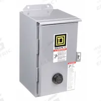 SQUARE D Magnetic Motor Starter: Non-Reversing, 3 Poles, NEMA Size 1, 27 A, 208V AC Coil (MPN 8536SCA3V08). Key specifications — Brand: SQUARE D; Coil Voltage: 208V AC; Phase: Three; Operator: None; Terminal Connection Type: Screw Clamp Terminals; Includes Pilot Light: No; Operator Controls: None; Auxiliary Contacts Included: No Auxiliary Contacts Included.