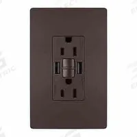 USB Receptacle: Duplex, 5-15R, 2 USB Ports, USB Type A, Dark Bronze, 125V AC, 15 A, GFCI (MPN 1597TRUSBAADBC4). Key specifications — Brand: LEGRAND.