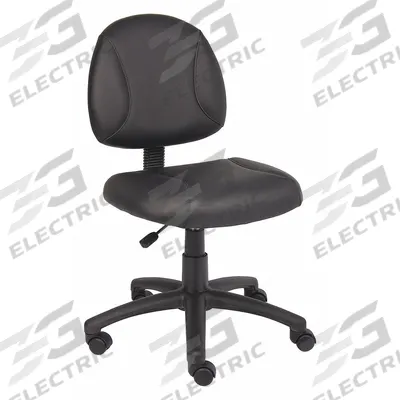 APPROVED VENDOR Office Chair: Black, Leather Material, 14 1/2 in Back Ht - Armless Office Chairs