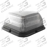 ECCO Beacon Light: Flashing Beacon, Amber/Green, 6 1/2 in Overall Wd, 3 5/16 in Overall Ht, LED (MPN EB7185CAG). Key specifications — Operating Voltage: 12-24V DC; Number of Flash Patterns: 24; Includes: Gasket; Electrical Connection: Blunt Cut Wires; Mount Type: Bolt; Brand: ECCO; Shape: Square; Lighting SAE Class Rating: SAE Class 1.