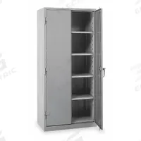 LYON Storage Cabinet: 36 in x 21 in x 82 in, Swing Handle & Padlock Hasp, 14 ga Panel Thick, Frame (MPN DD1114). Key specifications — attr62698: Gray; attr62736: Welded; attr87895: Frame; attr62693: Assembled; attr62737: Stationary; attr62694: Adjustable; attr62695: Powder Coated; attr62696: Steel.