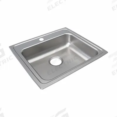 JUST MANUFACTURING Bowl Drop-In Sink: 22 in Overall Lg, 19 1/2 in Overall Wd - One-Bowl Counter-Mounted Kitchen & Bar Sinks without Faucets