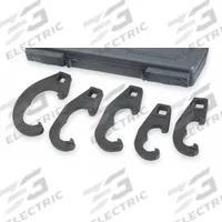 OTC Tie Rod/Pitman Arm Adjusting Set: Tie Rod/Pitman Arm Adjusting Set, 11 3/8 in Lg, 5 11/16 in Wd (MPN 6275). Key specifications — Includes: (5) Adjusting Tools; Material: Carbon Steel; Application: Permits 360° Rotation of the Adjusting Sleeve on Cars and Trucks With Sleeves That are 3/4, 7/8, 1-1/8, 1-13/16, and 1-7/16 in Diameter; Size: 11-3/8 in × 5-3/4 in × 1-5/8 in; Brand: OTC.