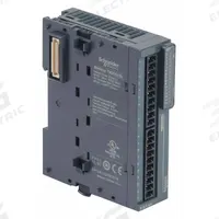 SCHNEIDER ELECTRIC Discrete Output Module: (16) Transistor Out (MPN TM3DQ16U). Key specifications — Manufacturer Part Number: TM3DQ16U; Power Required: 24V DC; Product Type: Discrete Output Module; Series: M221; Number and Type of Outputs: (16) Transistor; Mounting Style: Panel.