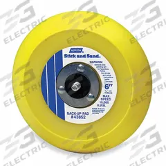 NORTON PSA Disc Backup Pad: 6 in Dia x 1/2 in T, 5/16"-24 Threaded-Shank, Non-Vacuum, Medium Density (MPN 63642506141). Key specifications — Brand: NORTON; Tool Connection: 5/16"-24 Threaded-Shank.