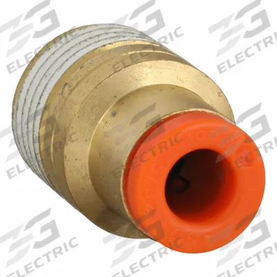 SMC Push-Fit Adapter Fitting: 5/32 in OD x 1/8 in Pipe Size, Push-to-Connect x MNPT - Polybutylene & Brass Tube Fittings