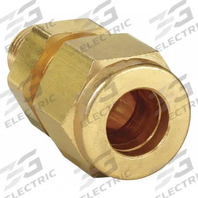 PARKER Compression Fitting Adapter: 3/8 in OD x 1/8 in Pipe Size, Compression x MNPT - Double-Ferrule Brass Compression Fittings