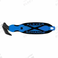 KLEVER Hook Cutter: 7 in Overall Lg, Oval Handle, Rubberized, Carbon Steel, Black/Blue (MPN KCJ-XC-35B). Key specifications — attr307620: Black/Blue; attr307617: Oval; attr307618: Rubberized; attr307619: Carbon Steel; attr307627: Includes Tape Splitter; attr324885: KLEVER.