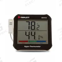 TRIPLETT Relative Humidity/Temperature Indicator: 0%to 99% Humidity Range, Humidity/Temp (MPN RHT415). Key specifications — Primary Scale: Humidity/Temperature; Secondary Scale: Comfort Level; Display Type: Digital; Brand: TRIPLETT.